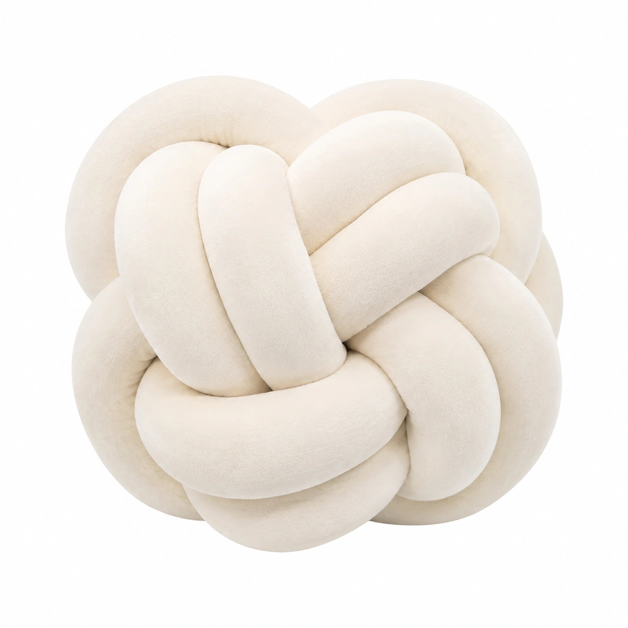 Cuscino decorativo 30 cm in velluto beige - nodo intrecciato morbido