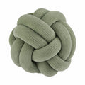 Cuscino decorativo rotondo 30 cm in velluto a coste verde salvia - nodo intrecciato per divano e camera