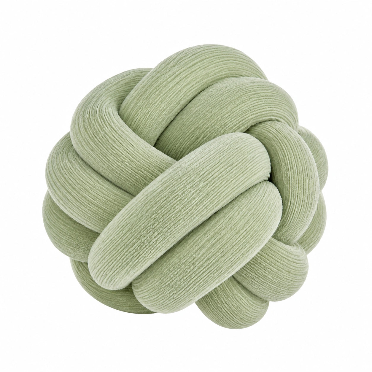 Cuscino decorativo annodato 30 cm in velluto a coste verde salvia - stile moderno