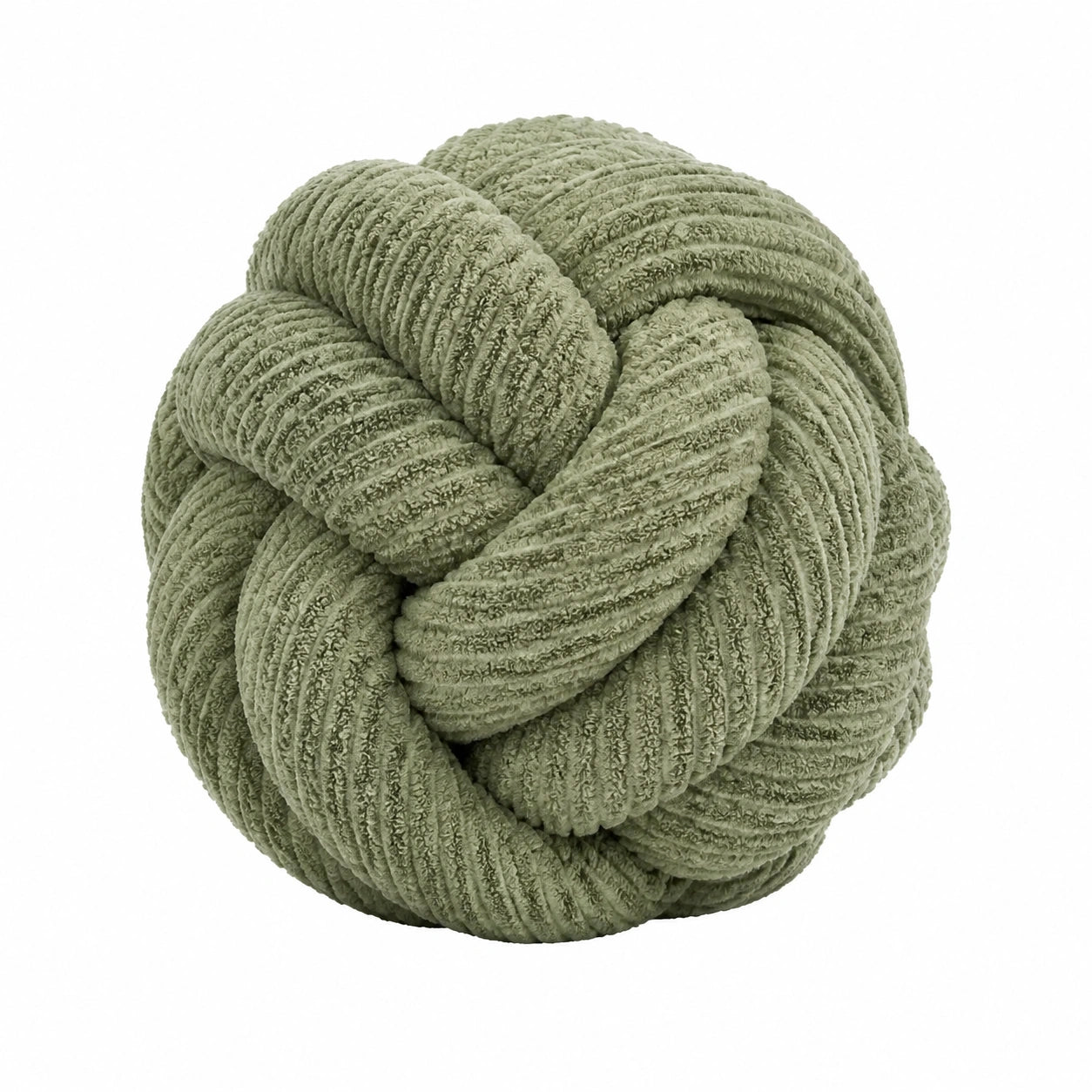 Cuscino decorativo a nodo 30 cm in poliestere verde salvia a coste
