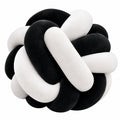 Cuscino decorativo annodato diametro 30 cm in tessuto morbido nero/bianco per arredamento moderno