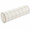 Cuscino cilindrico 20 x 60 cm in tessuto beige a quadri decorativo