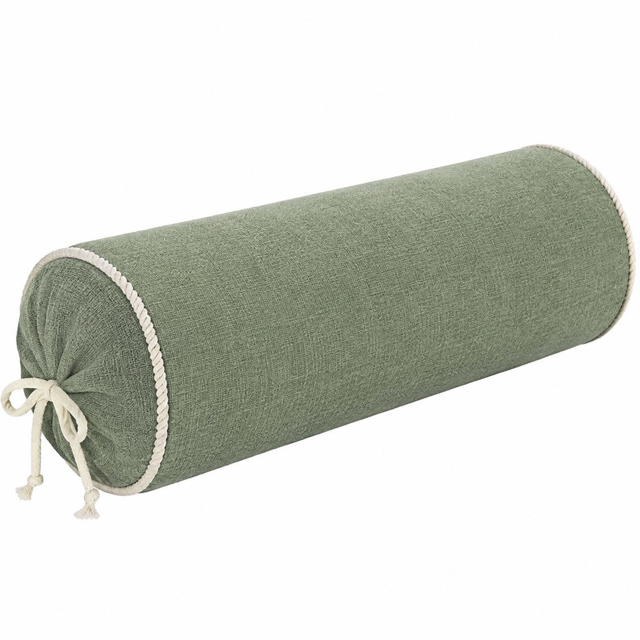 Cuscino cilindrico 18 x 55 cm in tessuto verde salvia per divano