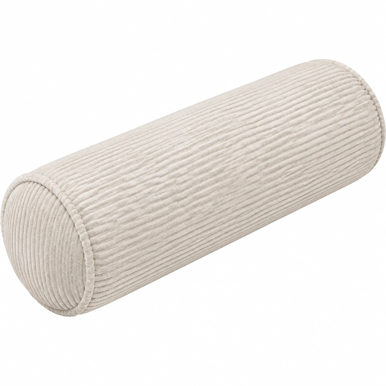 Cuscino cilindrico 20 x 60 cm in velluto a coste avorio - supporto decorativo
