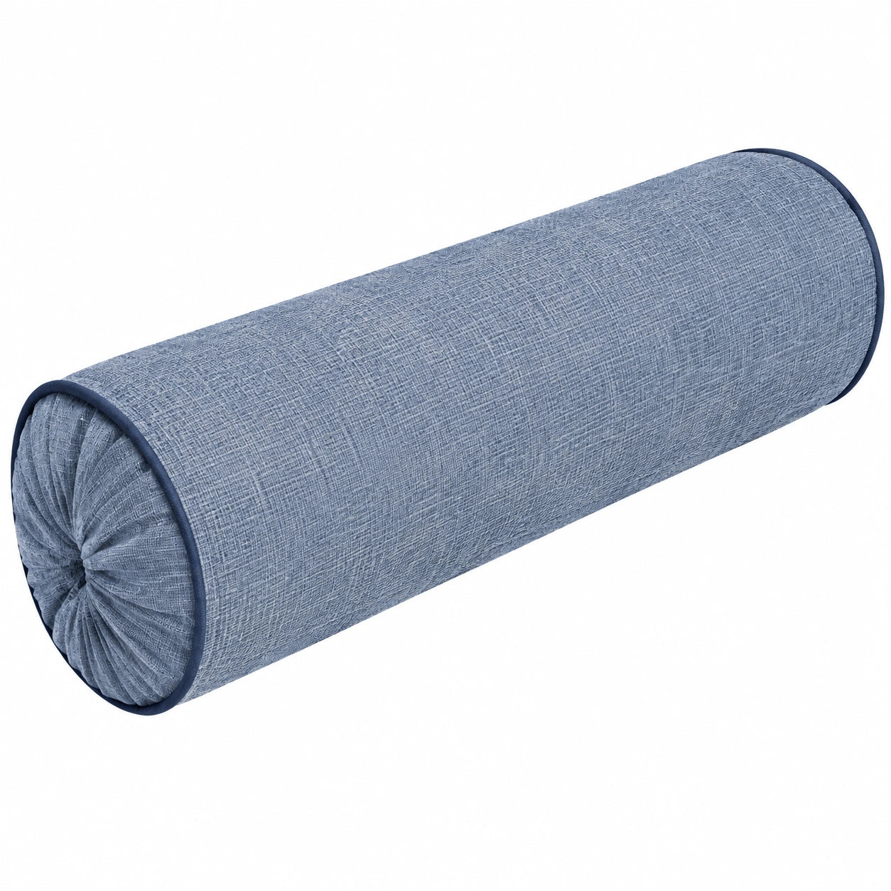 Cuscino cilindrico 15 x 45 cm in tessuto blu per supporto decorativo
