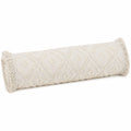 Cuscino cilindrico 15 x 45 cm in tessuto color avorio con frange stile boho