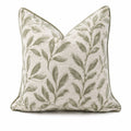 Cuscino decorativo 45 x 45 cm avorio e verde salvia con motivo foglie stile botanico