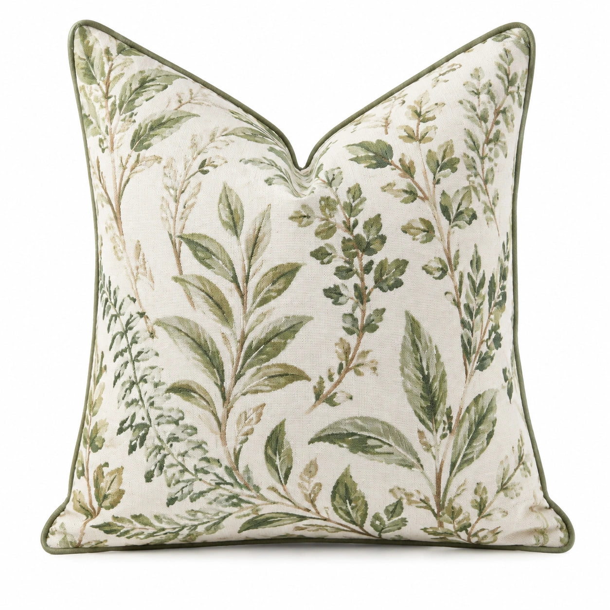 Cuscino decorativo 45 x 45 cm in tessuto avorio verde con motivo botanico - quadrato