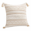 Cuscino decorativo 45 x 45 cm in cotone avorio beige - stile boho con nappine