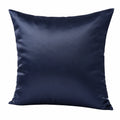 Cuscino quadrato 45 x 45 cm in tessuto effetto satinato blu navy decorativo