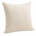 Cuscino decorativo 45 x 45 cm in poliestere avorio a coste stile moderno