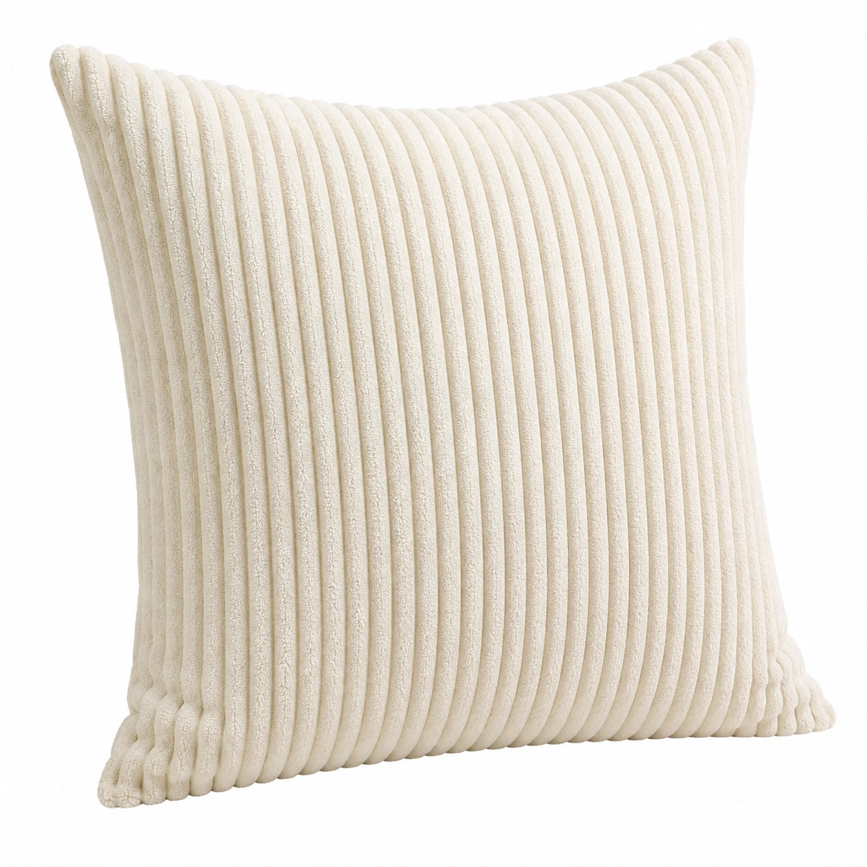 Cuscino decorativo 45 x 45 cm in poliestere avorio a coste stile moderno