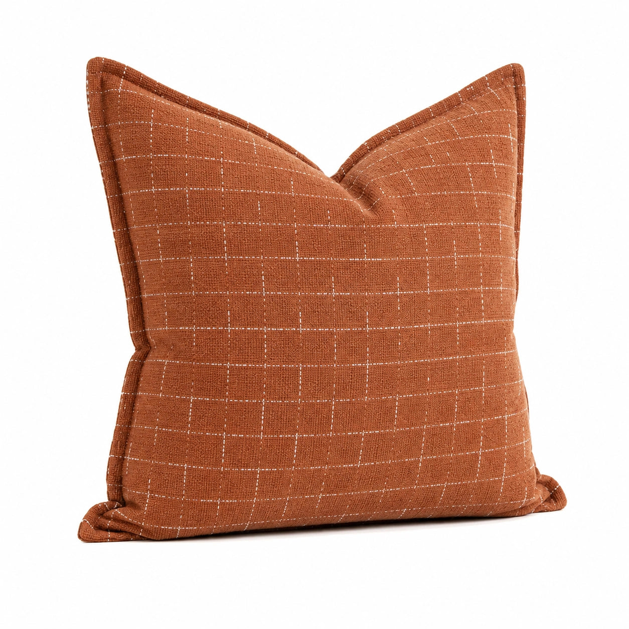 Cuscino decorativo 45 x 45 cm in tessuto terracotta a griglia per soggiorno