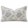 Cuscino decorativo 50 x 30 cm in tessuto beige e blu a motivo floreale - stile classico