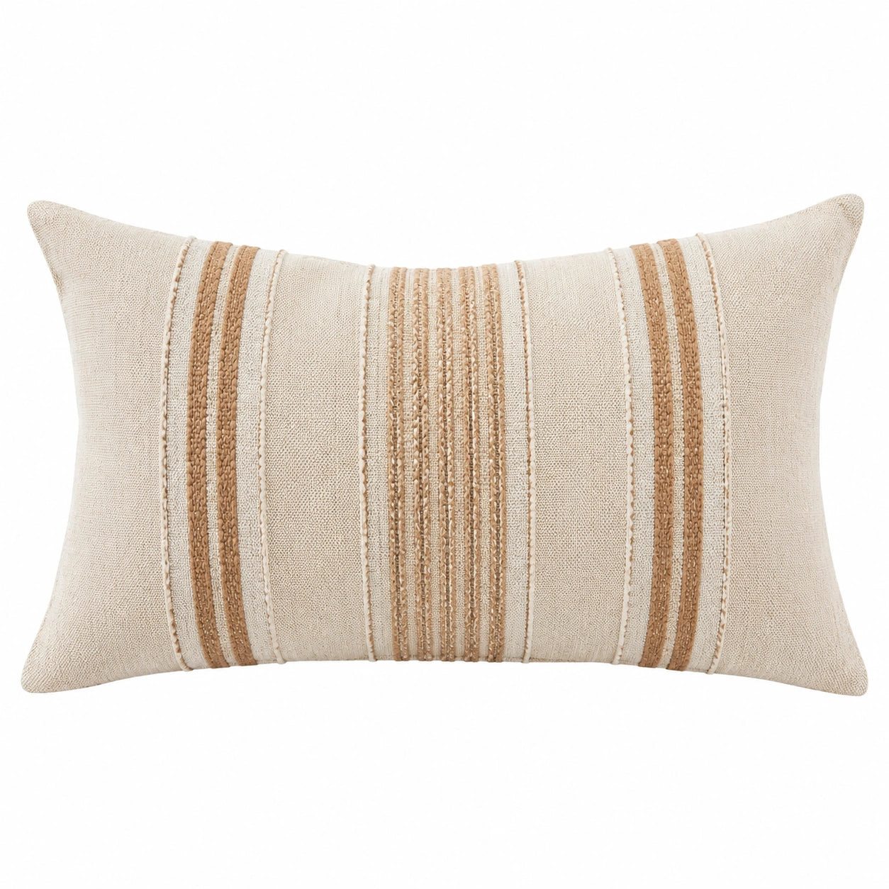 Cuscino decorativo 50 x 30 cm in tessuto beige e marrone - stile boho a righe