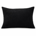 Cuscino decorativo 45 x 30 cm in tessuto a coste nero - rettangolare