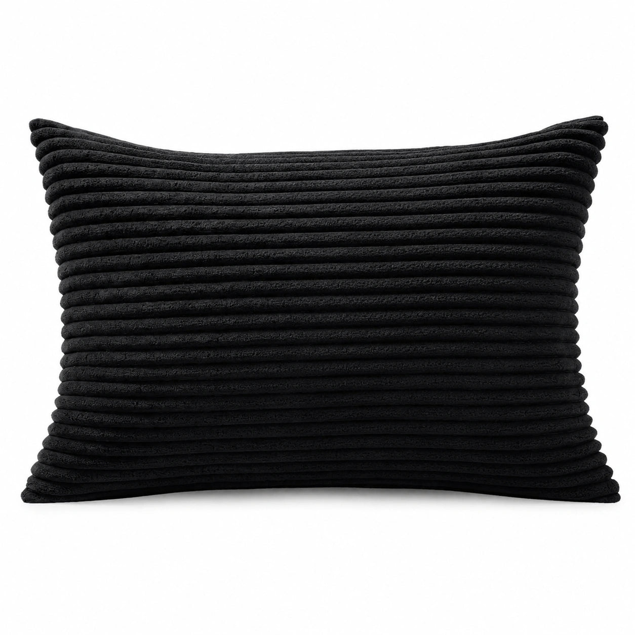 Cuscino decorativo 45 x 30 cm in tessuto a coste nero - rettangolare
