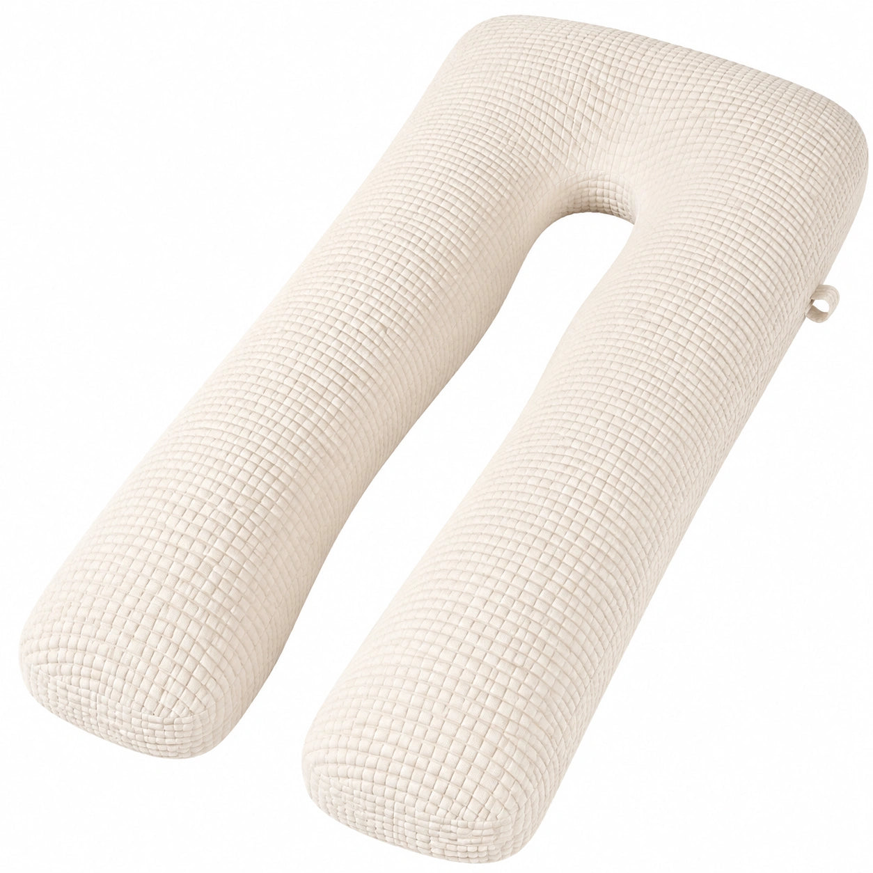 Cuscino gravidanza a U 140 cm in tessuto trapuntato beige con supporto corpo