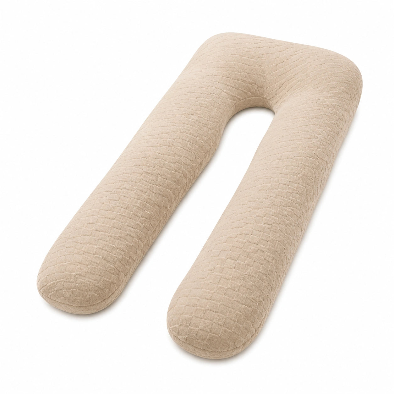 Cuscino gravidanza a U 140 cm in tessuto trapuntato beige - supporto per riposo laterale