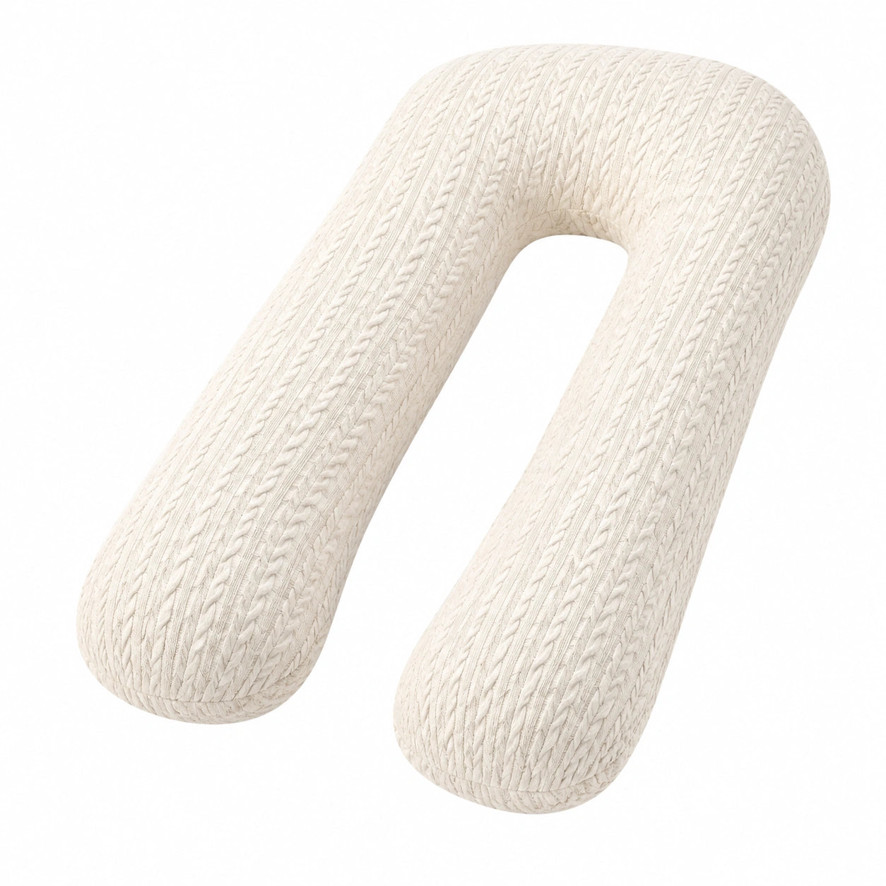 Cuscino a U 70 cm in tessuto bianco lavorato a maglia - supporto per il corpo