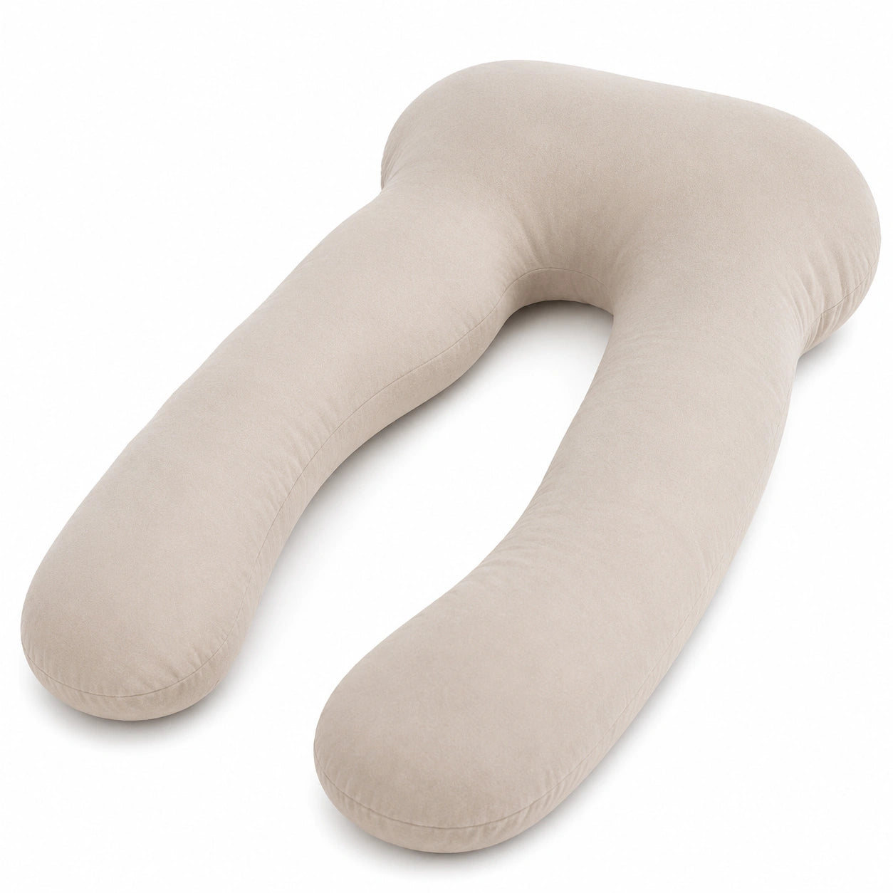 Cuscino gravidanza a U 140 cm in tessuto beige per supporto corpo