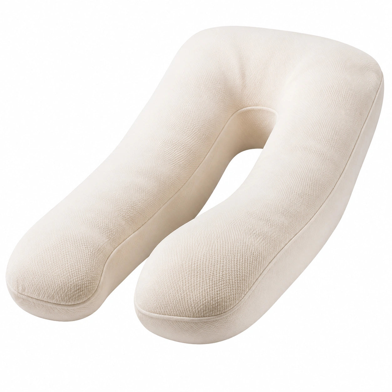 Cuscino a U 130 cm in tessuto beige per gravidanza e riposo