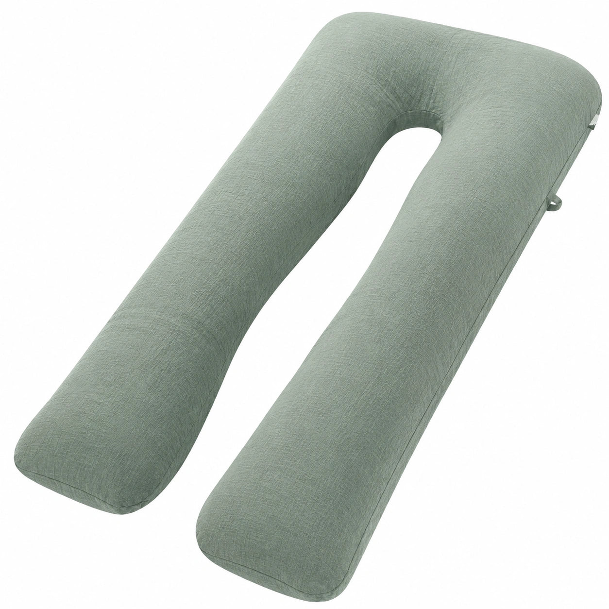 Cuscino gravidanza a U 140 cm in tessuto verde salvia per supporto del corpo