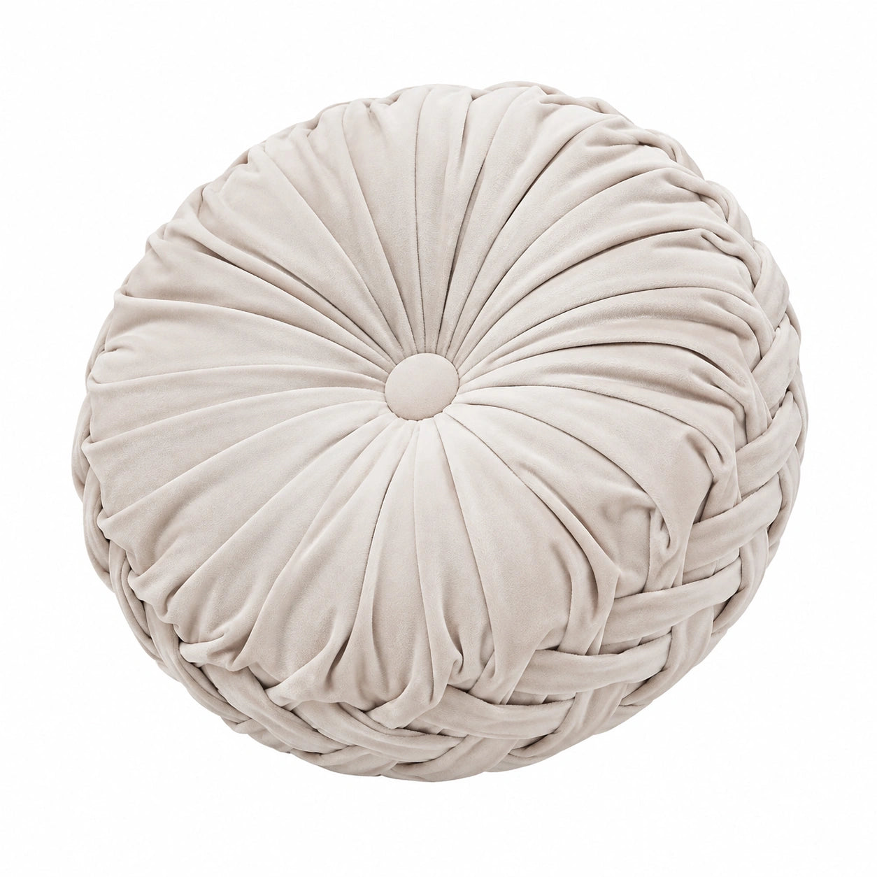 Cuscino decorativo rotondo 45 cm in velluto beige - stile plissettato