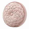 Cuscino decorativo rotondo 45 cm in tessuto effetto velluto rosa con motivo floreale