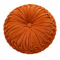 Cuscino decorativo rotondo diametro 40 cm in velluto arancione plissettato