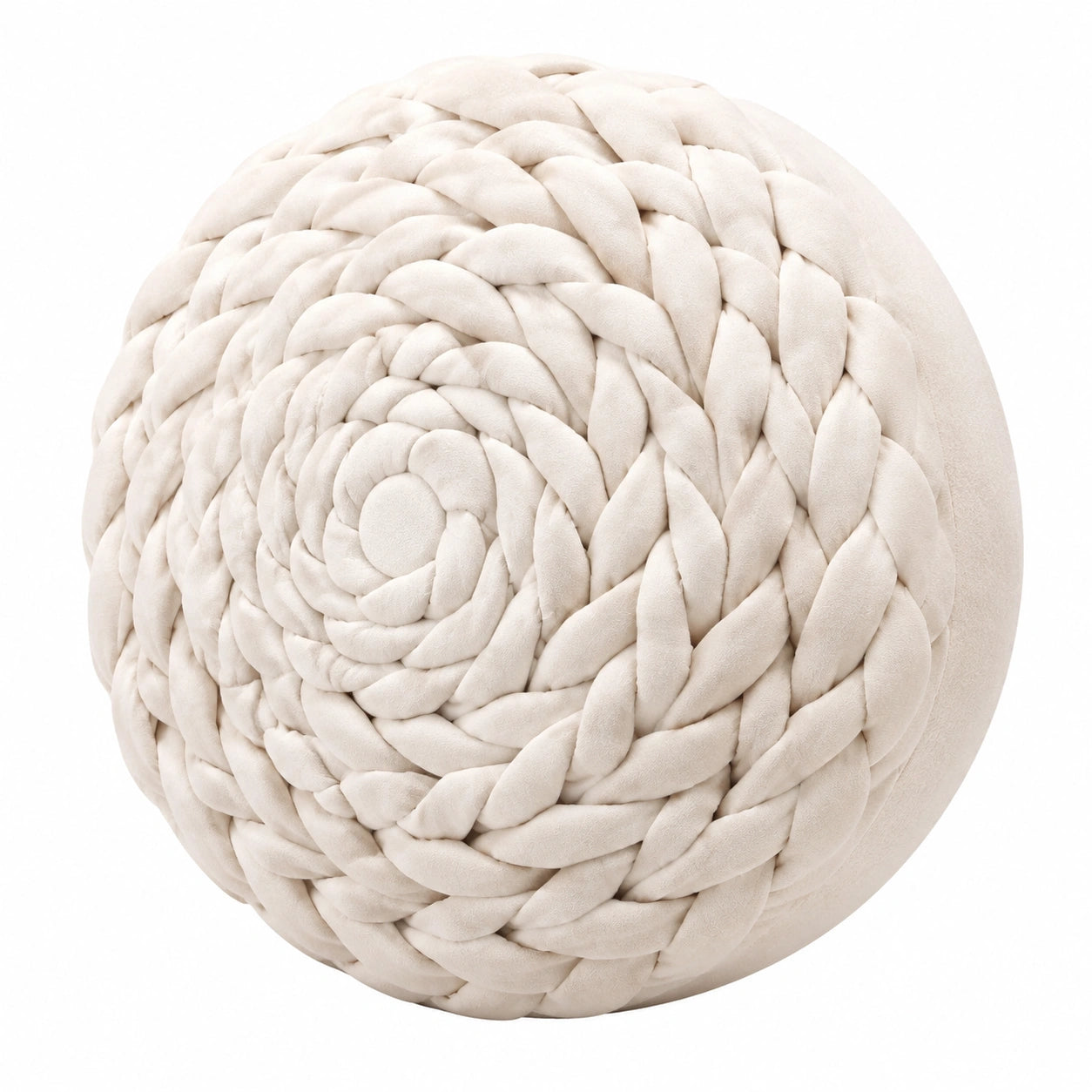 Cuscino rotondo 50 cm in tessuto intrecciato avorio - morbido decorativo