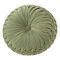 Cuscino decorativo rotondo 40 cm in velluto verde salvia con pieghe a raggiera