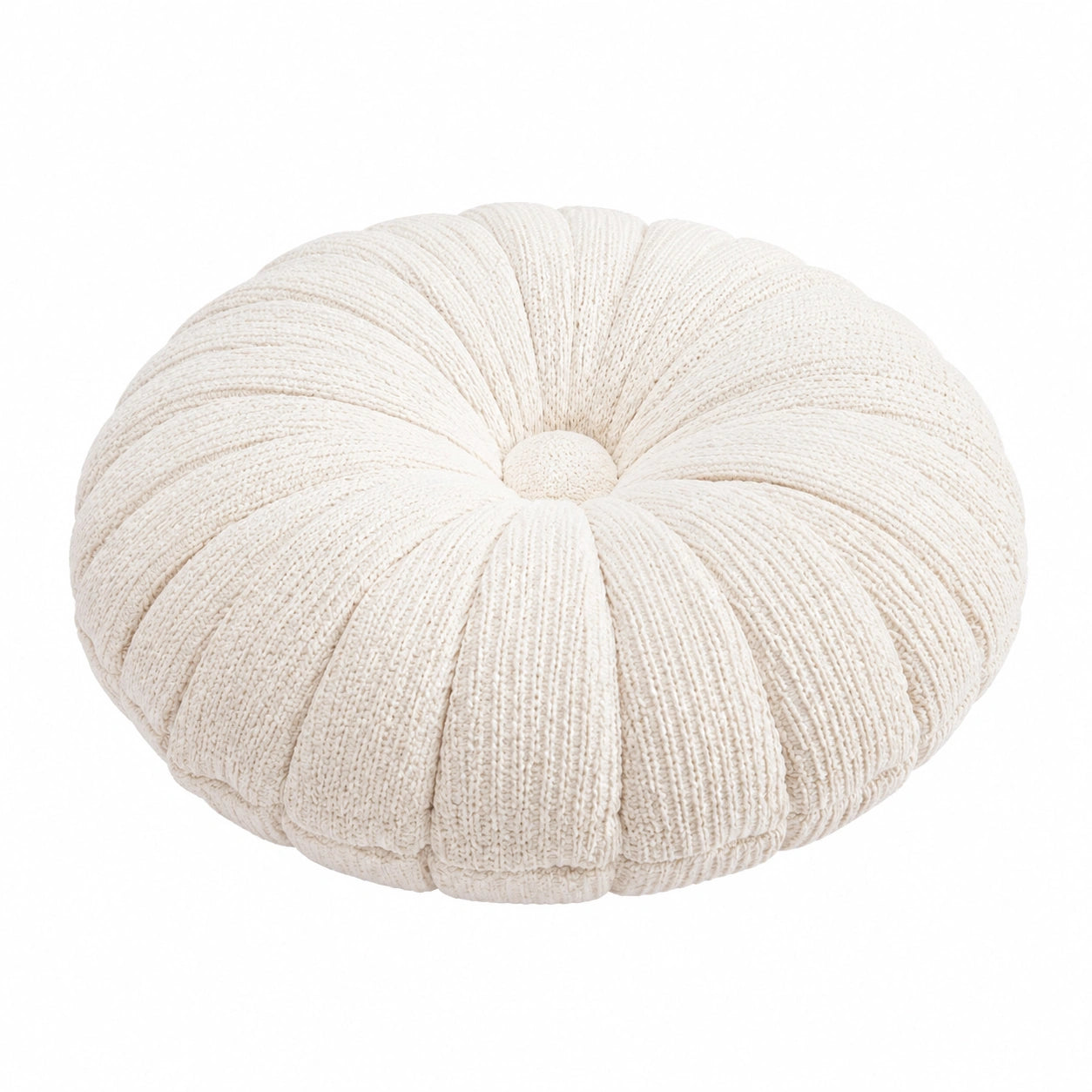 Cuscino decorativo rotondo 45 cm in tessuto a coste avorio - stile moderno